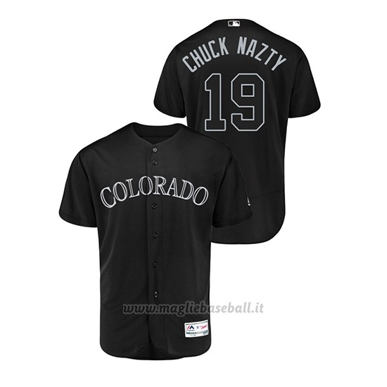 Maglia Baseball Uomo Col Orado Rockies Charlie Neromon 2019 Players Weekend Autentico Nero